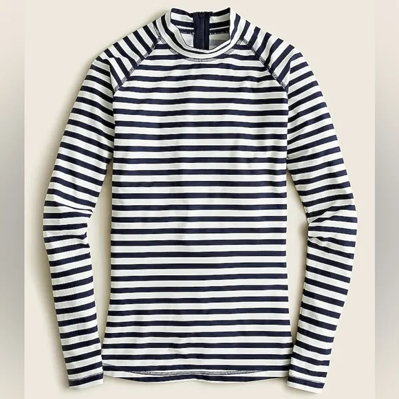 J. CREW Long Sleeve Classic Navy Blue Stripe Rash Guard | SZ M - Picture 2 of 11
